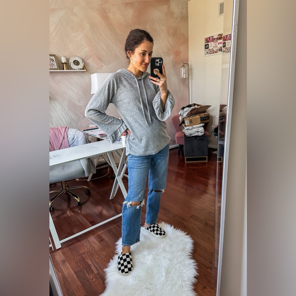 Pinkblush Grey Hooded Knit Sweatshirt